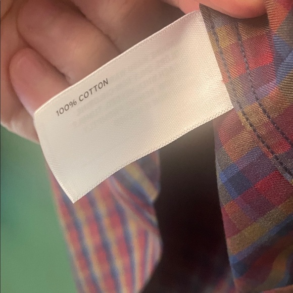 Duluth Trading Co Mens Slim Fit M Red, Blue & Mustard Plaid Shirt Fall - Picture 5 of 8